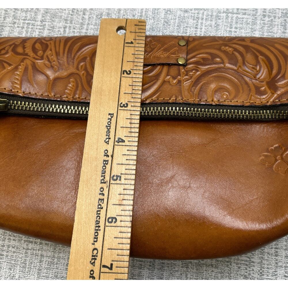 Patricia Nash Valerie Brown Leather Wristlet Fold Over Clutch Bag Purse Vtg Boho - Picture 4 of 9